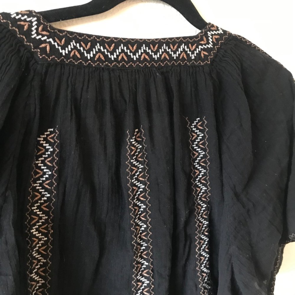 Joie Tahoma Embroidered Blouse black mexican influence worn by CECe on new girl - Picture 9 of 9